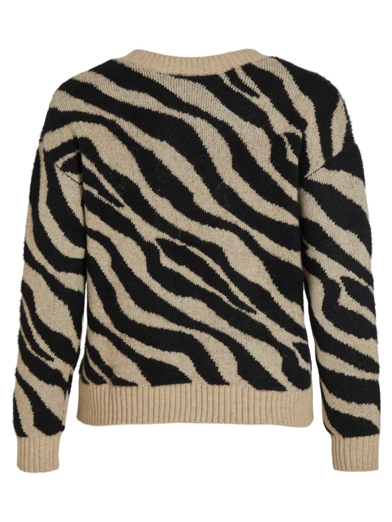 Vila Pullover & Sweatshirts*VIRIL FEAMI MIX V-NECK L/S KNIT TOP-NOOS natural melange