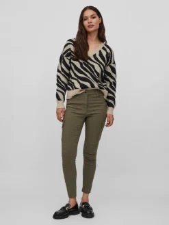 Vila Pullover & Sweatshirts*VIRIL FEAMI MIX V-NECK L/S KNIT TOP-NOOS natural melange