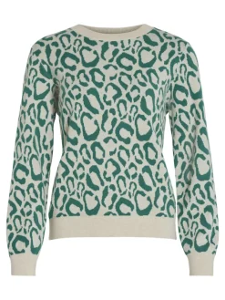 Vila Pullover & Sweatshirts*VIRIL L/S JACQUARD KNIT TOP/4 Ultramarine Green