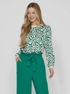 Vila Pullover & Sweatshirts*VIRIL L/S JACQUARD KNIT TOP/4 Ultramarine Green