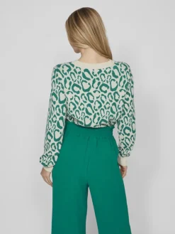 Vila Pullover & Sweatshirts*VIRIL L/S JACQUARD KNIT TOP/4 Ultramarine Green