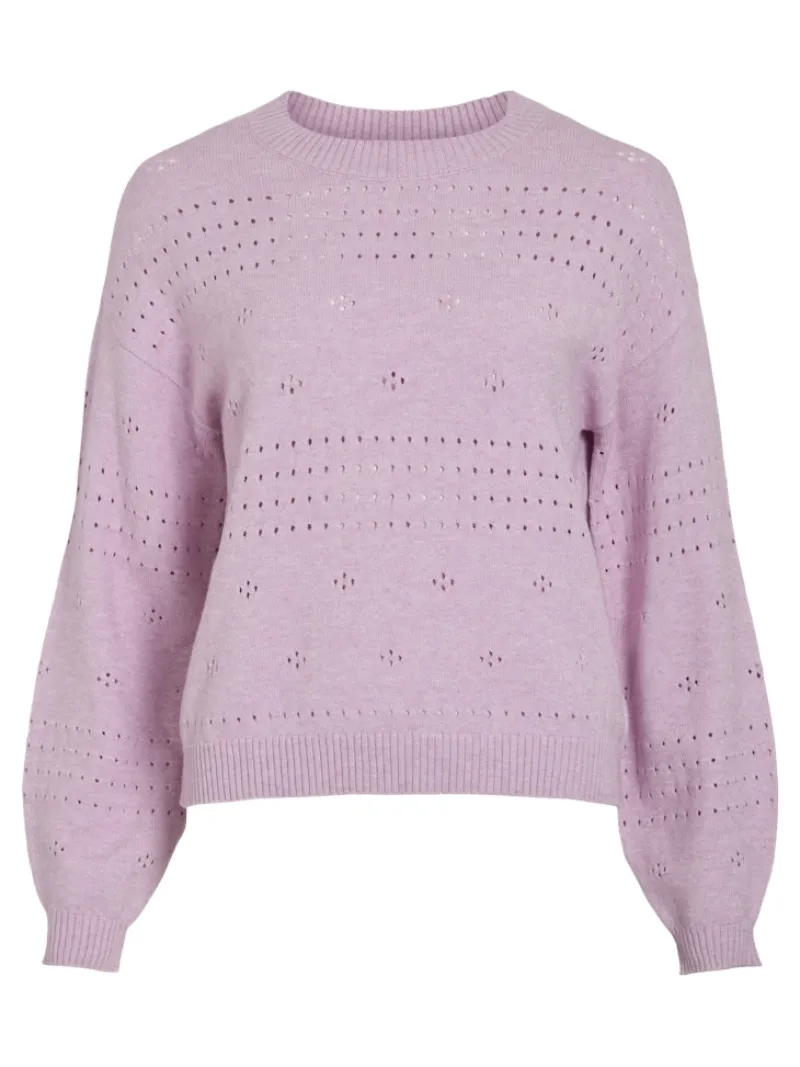 Vila Pullover & Sweatshirts*VIRIL L/S O-NECK POINTELLE KNIT TOP-NOOS winsome orchid