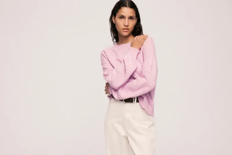 Vila Pullover & Sweatshirts*VIRIL L/S O-NECK POINTELLE KNIT TOP-NOOS winsome orchid