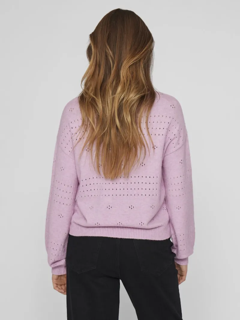 Vila Pullover & Sweatshirts*VIRIL L/S O-NECK POINTELLE KNIT TOP-NOOS winsome orchid