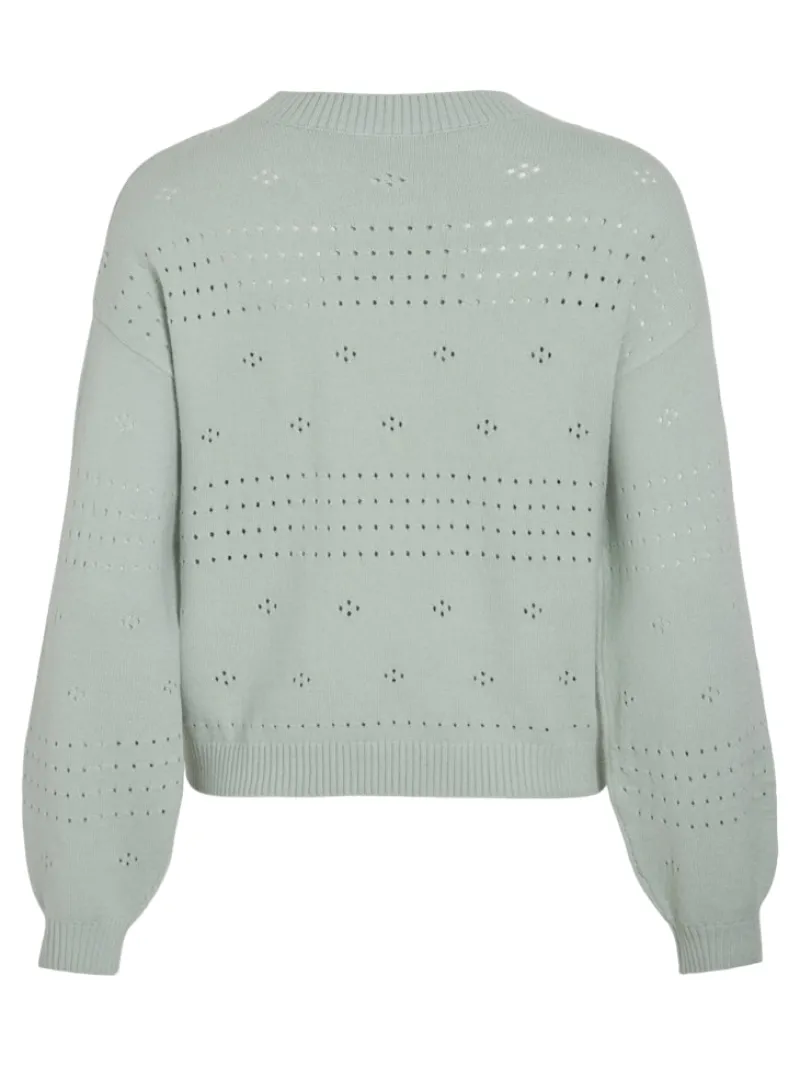 Vila Pullover & Sweatshirts*VIRIL L/S O-NECK POINTELLE KNIT TOP-NOOS silt green