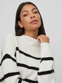 Vila Pullover & Sweatshirts*VIRIL MOCKNECK L/S KNIT RIB TOP - NOOS white alyssum