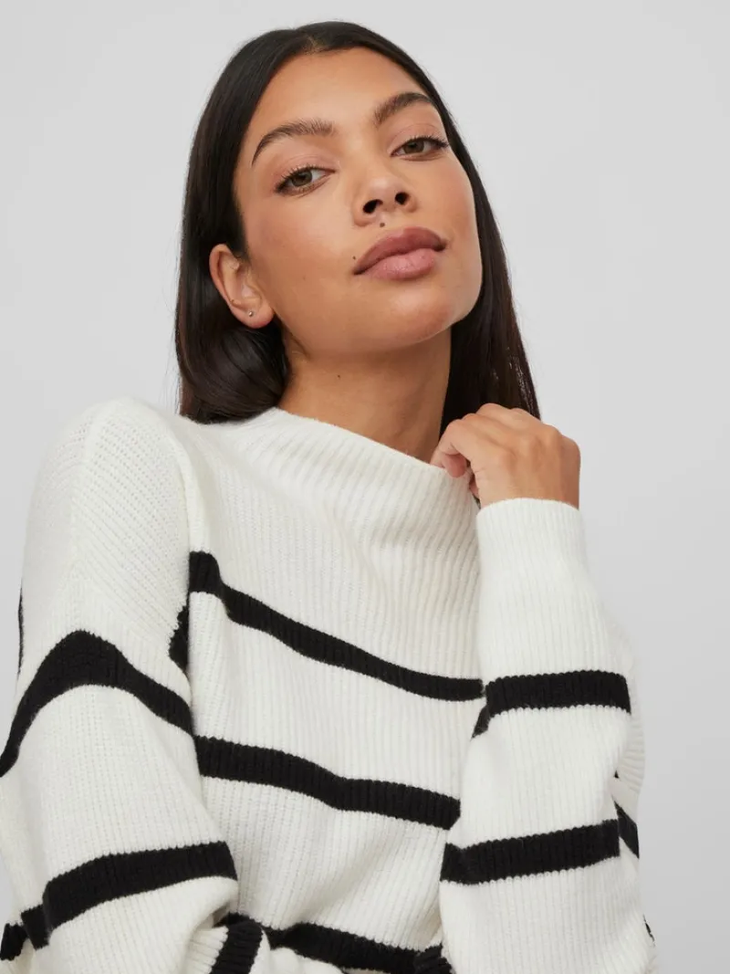 Vila Pullover & Sweatshirts*VIRIL MOCKNECK L/S KNIT RIB TOP - NOOS white alyssum