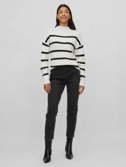 Vila Pullover & Sweatshirts*VIRIL MOCKNECK L/S KNIT RIB TOP - NOOS white alyssum