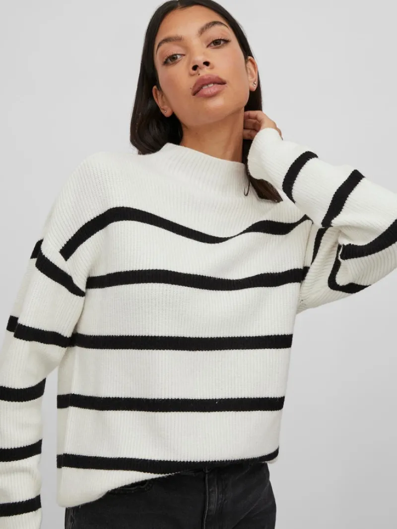 Vila Pullover & Sweatshirts*VIRIL MOCKNECK L/S KNIT RIB TOP - NOOS white alyssum