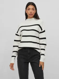 Vila Pullover & Sweatshirts*VIRIL MOCKNECK L/S KNIT RIB TOP - NOOS white alyssum