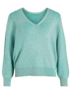 Vila Pullover & Sweatshirts*VIRIL MULTI V-NECK L/S KNIT TOP - NOOS green milieu