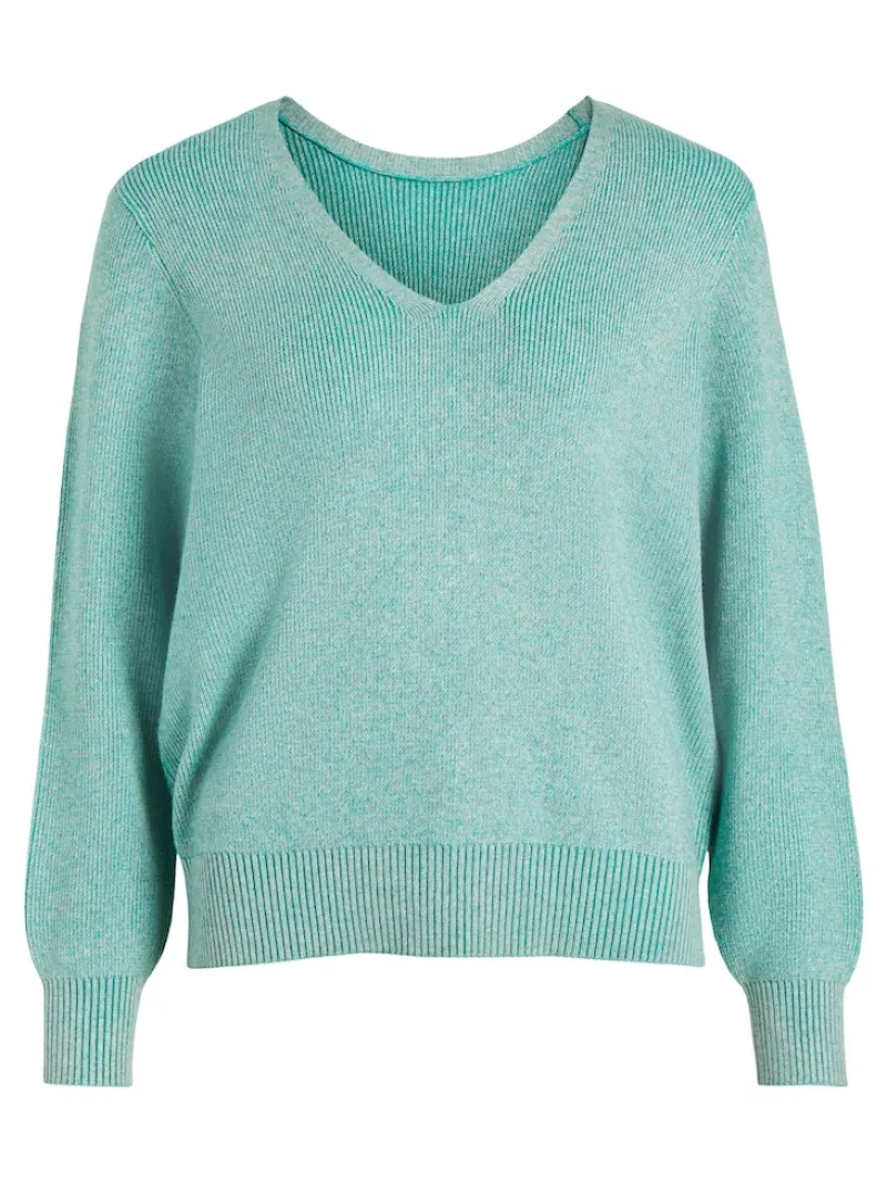 Vila Pullover & Sweatshirts*VIRIL MULTI V-NECK L/S KNIT TOP - NOOS green milieu