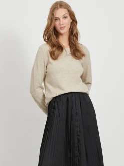 Vila Pullover & Sweatshirts*VIRIL O-NECK L/S KNIT TOP - NOOS hellbraun1