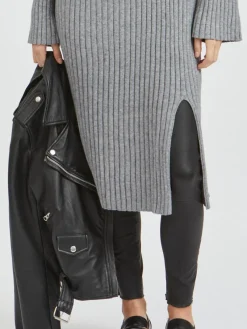 Vila Kleider*VIRIL ROLLNECK L/S SLIT KNIT DRESS/L Medium Grey Melange