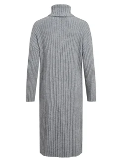 Vila Kleider*VIRIL ROLLNECK L/S SLIT KNIT DRESS/L Medium Grey Melange