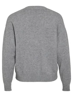 Vila Pullover & Sweatshirts*VIRIL V-NECK KNIT CARDIGAN - NOOS Medium Grey Melange