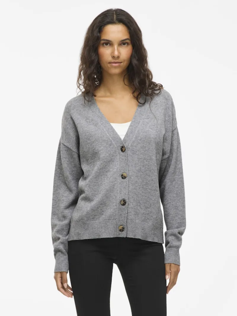 Vila Pullover & Sweatshirts*VIRIL V-NECK KNIT CARDIGAN - NOOS Medium Grey Melange
