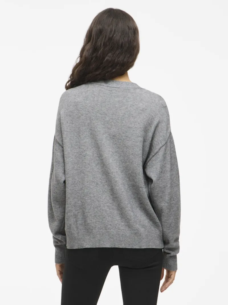Vila Pullover & Sweatshirts*VIRIL V-NECK KNIT CARDIGAN - NOOS Medium Grey Melange