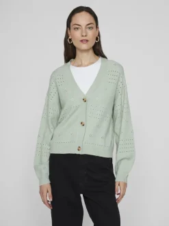 Vila Pullover & Sweatshirts*VIRIL V-NECK L/S KNIT CARDIGAN - NOOS silt green