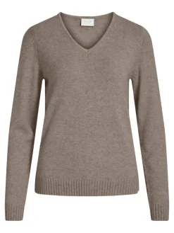 Vila Pullover & Sweatshirts*VIRIL V-NECK L/S KNIT TOP-FAV fungi