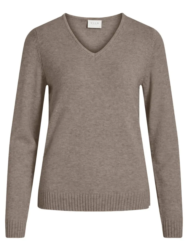 Vila Pullover & Sweatshirts*VIRIL V-NECK L/S KNIT TOP-FAV fungi