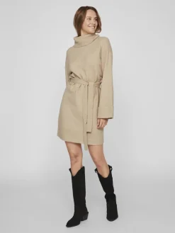 Vila Kleider*VIROLFIE L/S TIE BELT KNIT DRESS - NOOS natural melange