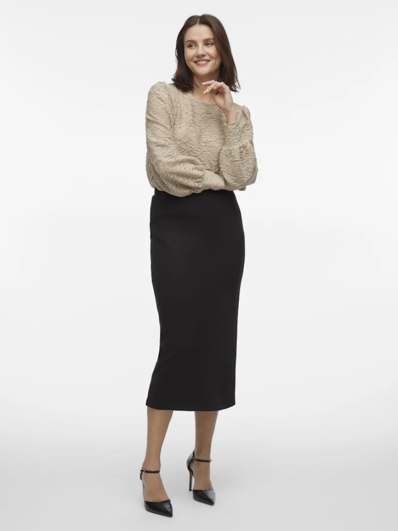 Vila Röcke*VISANDY HW MIDI SKIRT Black