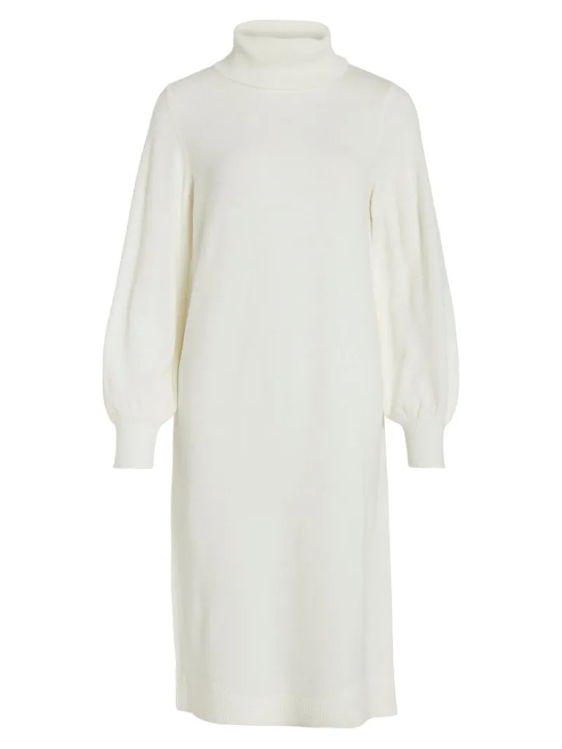 Vila Kleider*VISARA L/S ROLLNECK MIDI DRES/BF/KA Snow White