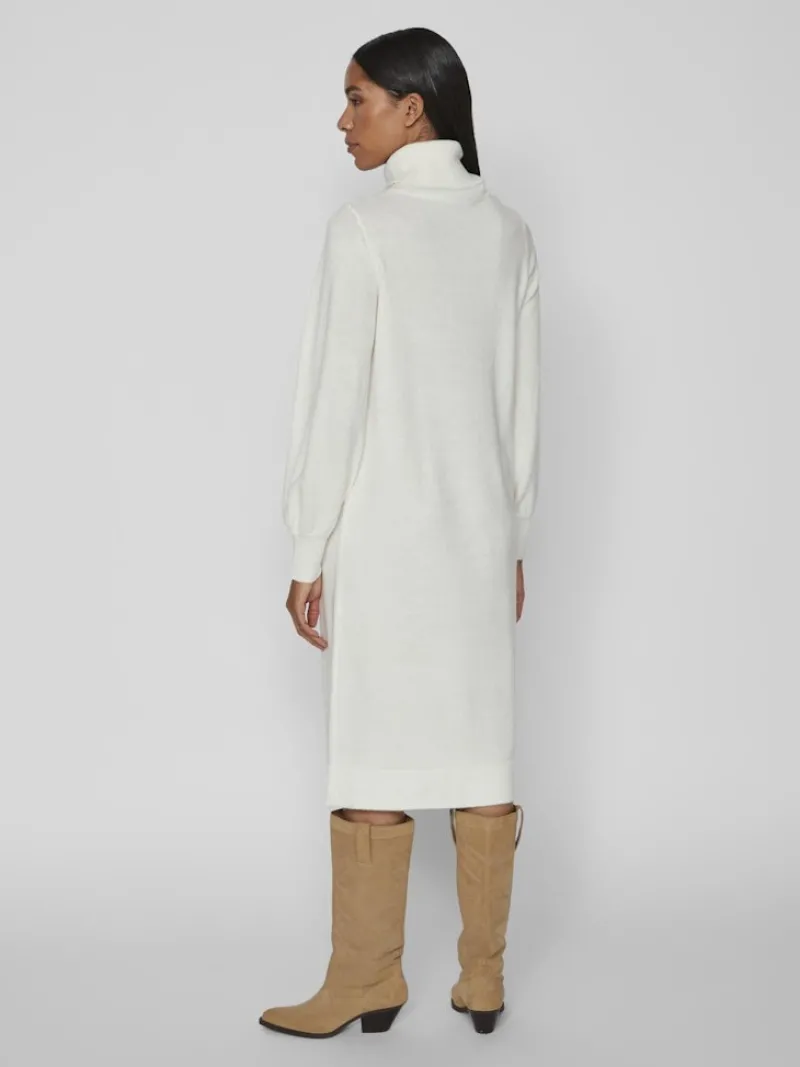 Vila Kleider*VISARA L/S ROLLNECK MIDI DRES/BF/KA Snow White