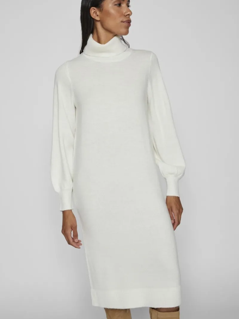 Vila Kleider*VISARA L/S ROLLNECK MIDI DRES/BF/KA Snow White