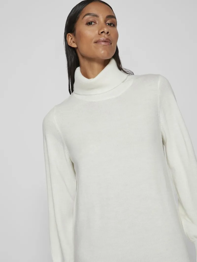 Vila Kleider*VISARA L/S ROLLNECK MIDI DRES/BF/KA Snow White