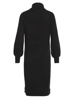 Vila Kleider*VISARA L/S ROLLNECK MIDI DRES/BF/KA Black