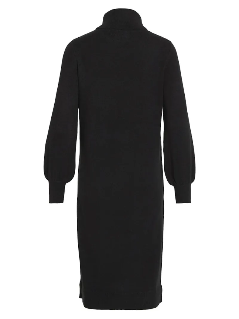 Vila Kleider*VISARA L/S ROLLNECK MIDI DRES/BF/KA Black
