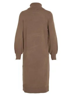 Vila Kleider*VISARA L/S ROLLNECK MIDI DRES/BF/KA brown lentil