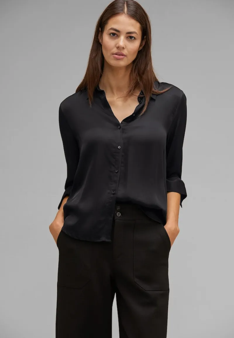 Street One Blusen*Viskose Hemdbluse Black