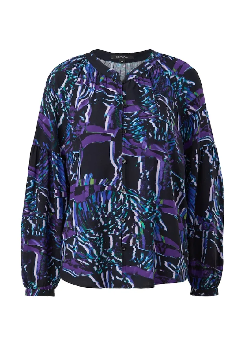 Comma Blusen*Viskosebluse mit abstraktem Muster Schwarz