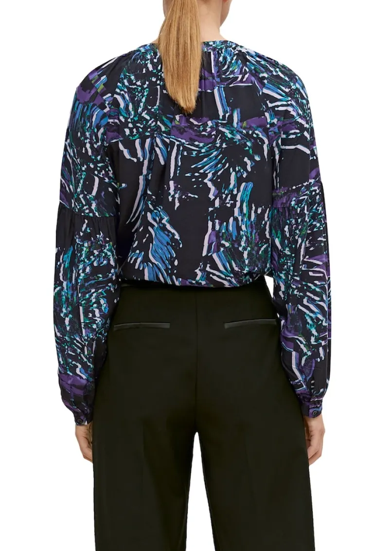 Comma Blusen*Viskosebluse mit abstraktem Muster Schwarz