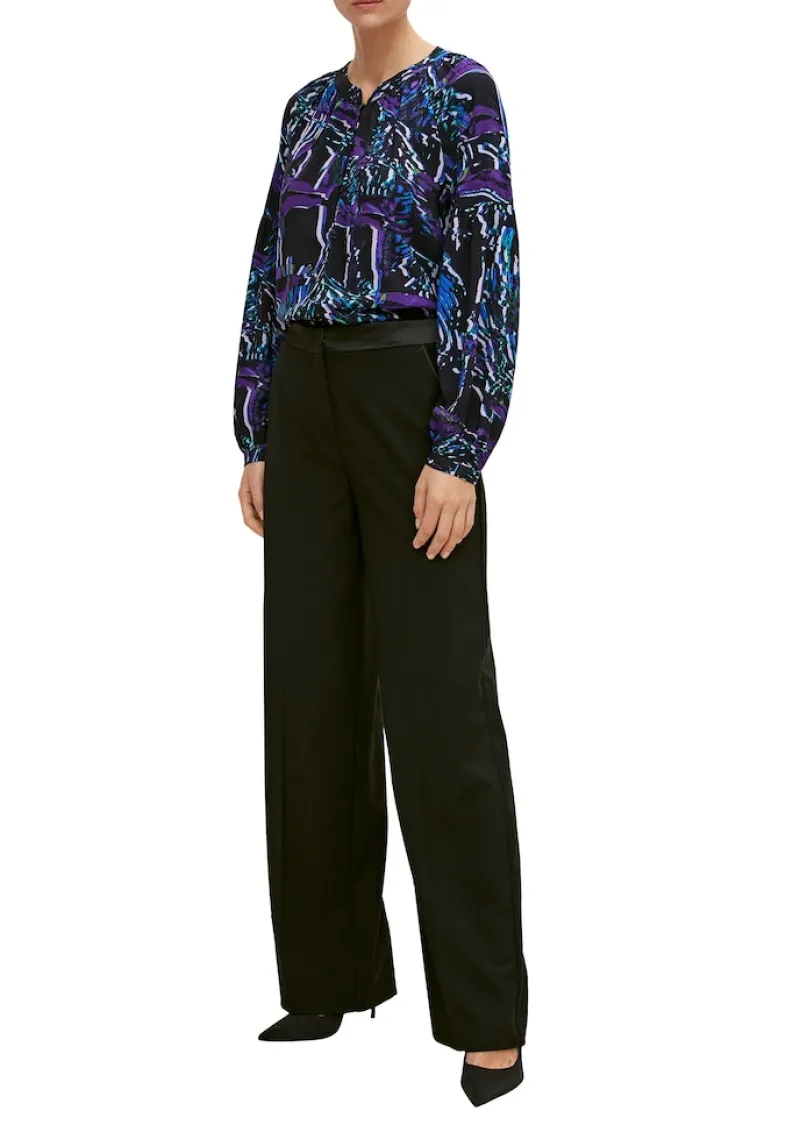 Comma Blusen*Viskosebluse mit abstraktem Muster Schwarz