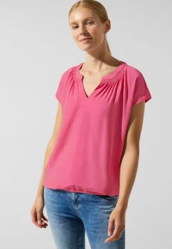Street One Blusen*Viskosebluse mit Elastiksaum berry rose