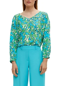 Comma Blusen*Viskosebluse mit V-Ausschnitt Grün