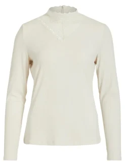 Vila Shirts*VISOLITTA RIB LACE L/S TOP/SU - NOOS birch