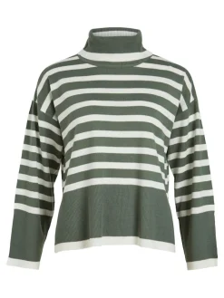 Vila Pullover & Sweatshirts*VISTRIPI ROLLNECK KNIT TOP/BF/KA Laurel Wreath-CLOUD DANCER