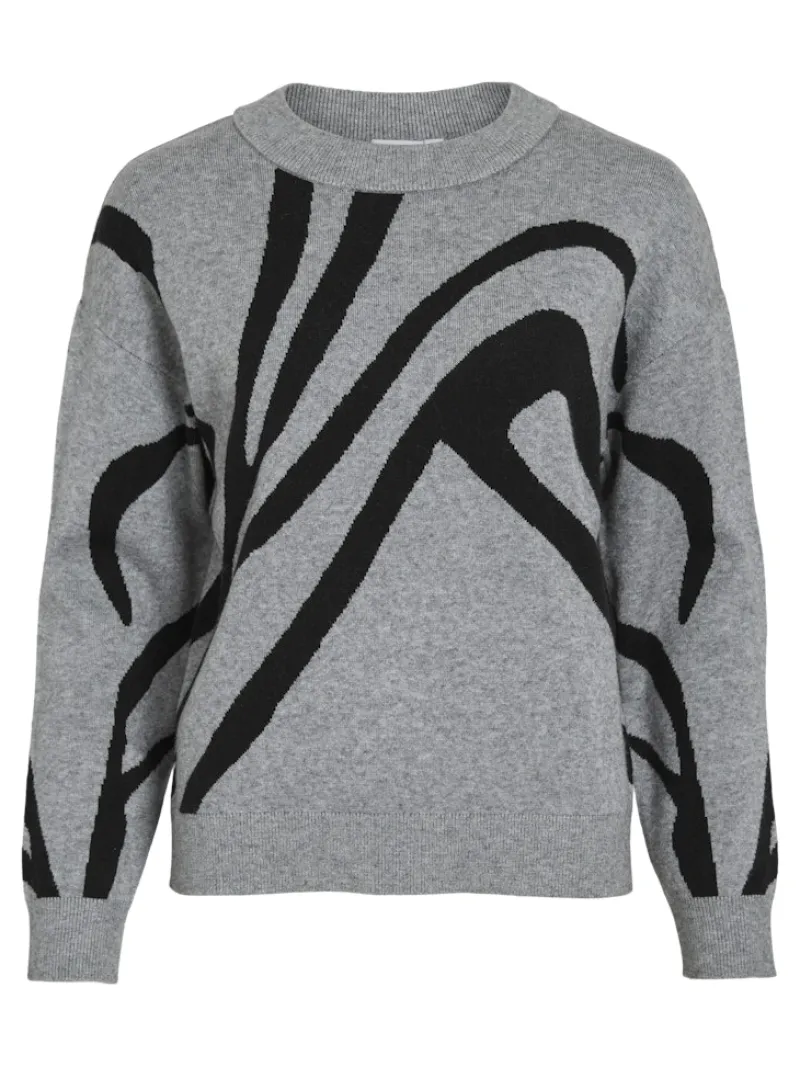 Vila Pullover & Sweatshirts*VITIF JACQUARD L/S KNIT TOP - NOOS Medium Grey Melange