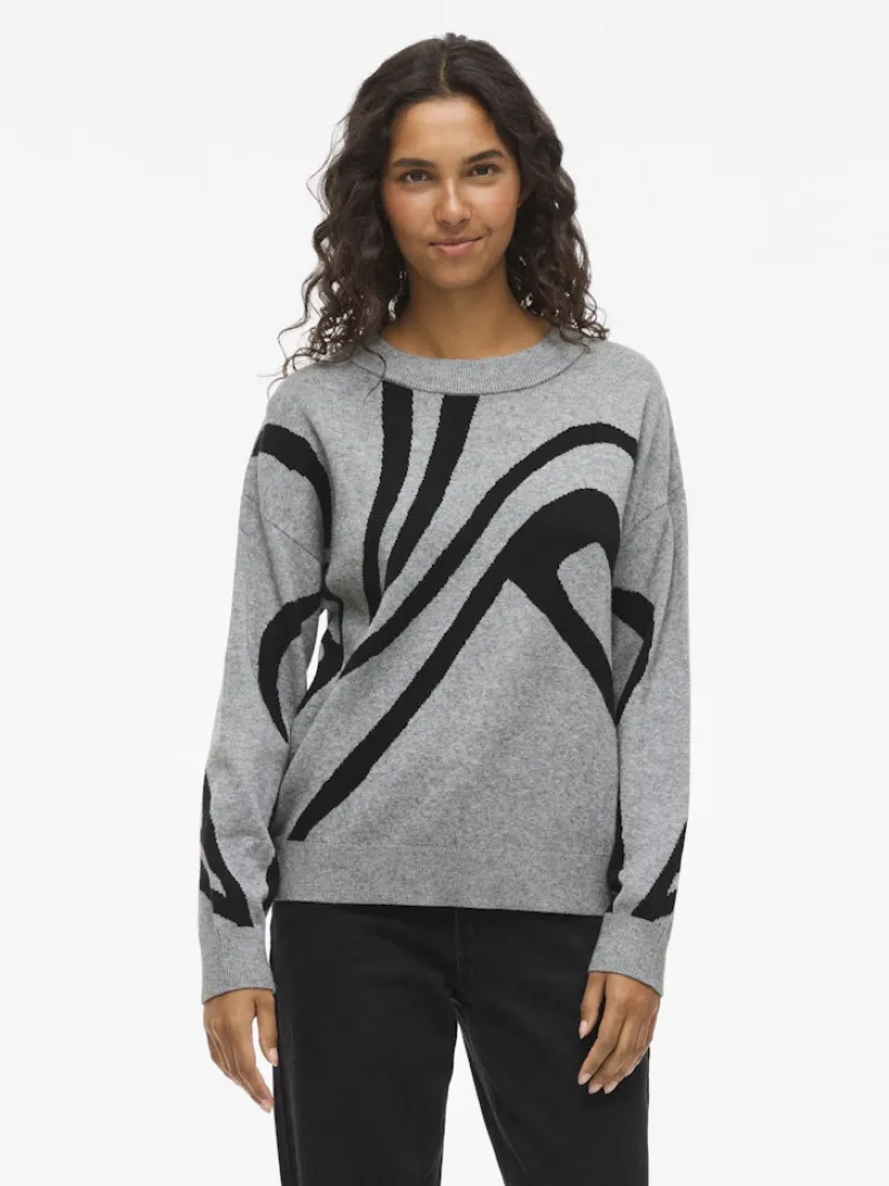 Vila Pullover & Sweatshirts*VITIF JACQUARD L/S KNIT TOP - NOOS Medium Grey Melange