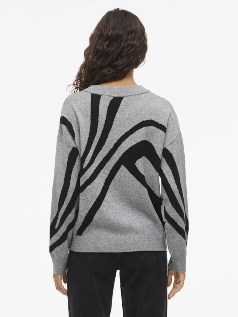 Vila Pullover & Sweatshirts*VITIF JACQUARD L/S KNIT TOP - NOOS Medium Grey Melange