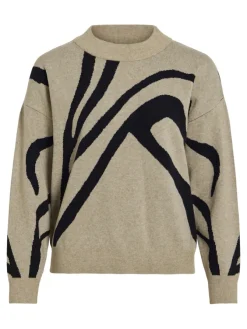 Vila Pullover & Sweatshirts*VITIF JACQUARD L/S KNIT TOP - NOOS natural melange