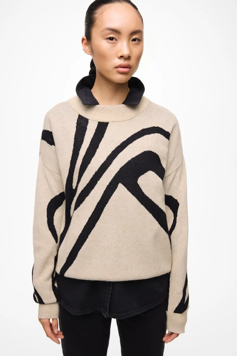 Vila Pullover & Sweatshirts*VITIF JACQUARD L/S KNIT TOP - NOOS natural melange