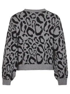 Vila Pullover & Sweatshirts*VITIP O-NECK L/S JACQUARD KNIT TOP/R/1 Medium Grey Melange