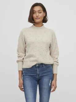 Vila Pullover & Sweatshirts*VITULI O-NECK L/S KNIT TOP/SU/PB/1 birch