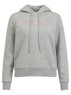 Vila Pullover & Sweatshirts*VI L/S HOODIE Light Grey Melange